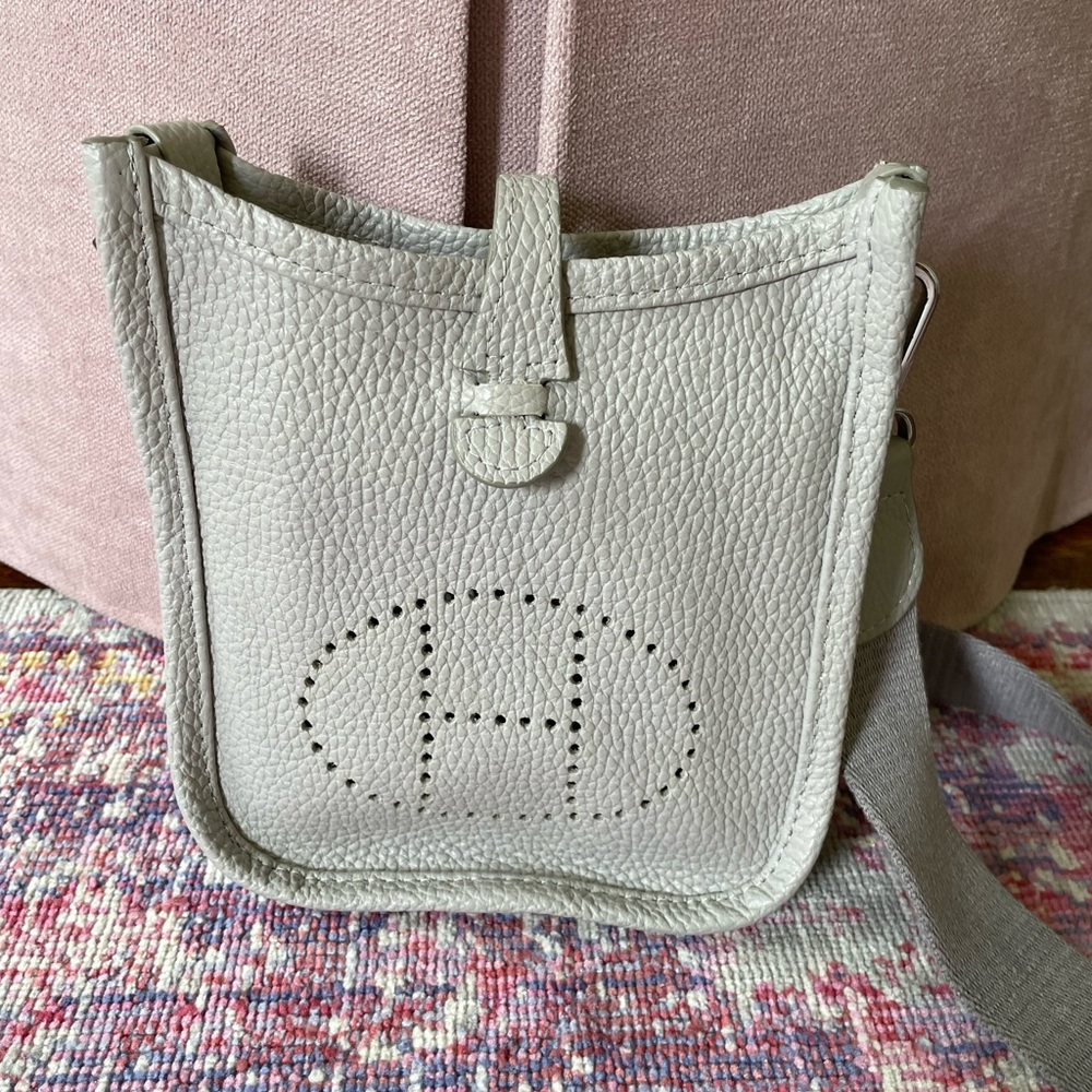 Gray Leather Crossbody Bag